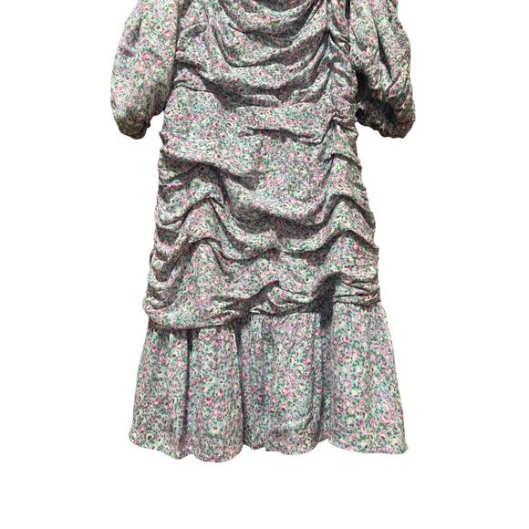 ASTR The Label Blue Pink Ditsy Floral Off-Shoulder Ruched Mini Dress Size M - Picture 7 of 8